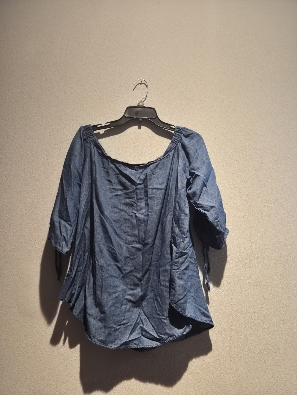 JODIFL Denim-Blue Off-Shoulder Peasant Top